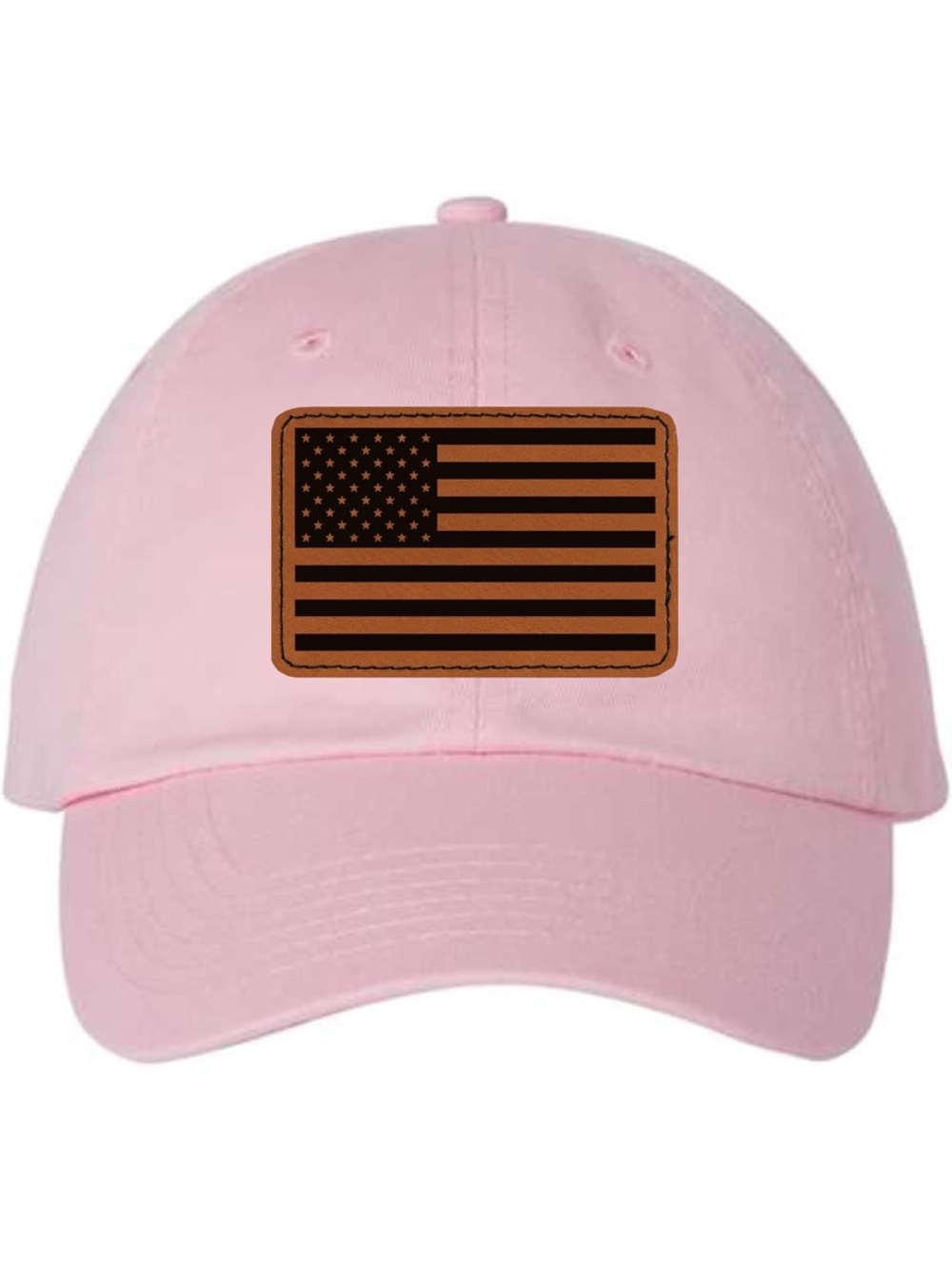 NWT Classic Pink Baseball Cap with Brown Flag Patch